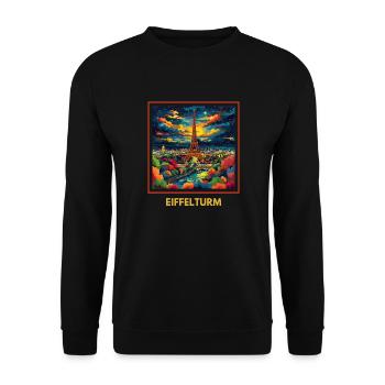 Paris Eiffelturm Frankreich - Unisex Pullover - Schwarz - Vorne - Alina (178cm) & Michal (187cm)