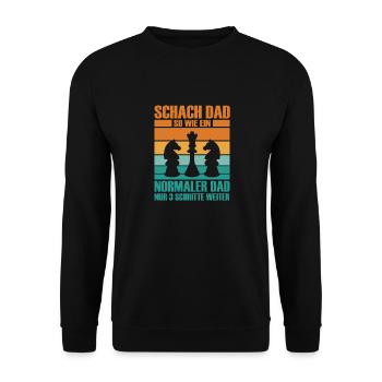 Schach Dad So wie ein normaler Dad nur drei Schrit - Unisex Pullover - Schwarz - Vorne - Alina (178cm) & Michal (187cm)