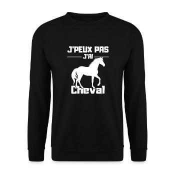 J'Peux pas j'ai Cheval - Sweat-shirt Unisexe - noir - Devant - Alina (178cm) & Michal (187cm)