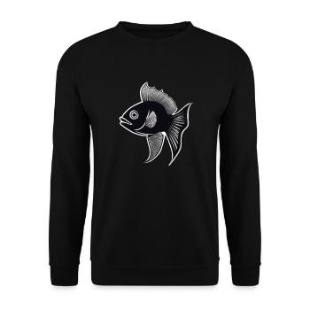 schwarz/weiße Fisch-Silhouette - Unisex Pullover - Schwarz - Vorne - Alina (178cm) & Michal (187cm)