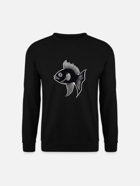 schwarz/weiße Fisch-Silhouette - Unisex Pullover - Schwarz