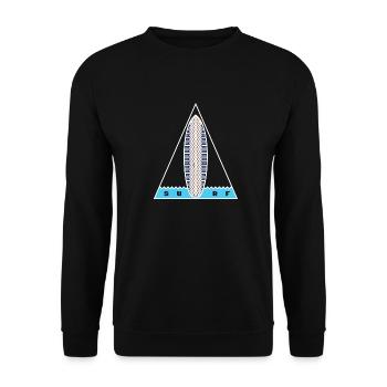 Surf-Dreieck (weiße Umrandung) - Unisex Pullover - Schwarz - Vorne - Alina (178cm) & Michal (187cm)