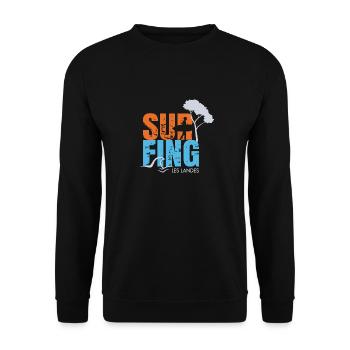 012s Surfing2 - Sweat-shirt Unisexe - noir - Devant - Alina (178cm) & Michal (187cm)