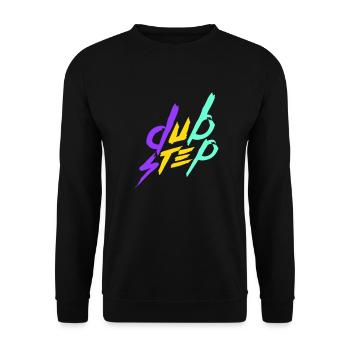 Dub Step Techno Musik Party Club Text Schriftzug - Unisex Pullover - Schwarz - Vorne - Alina (178cm) & Michal (187cm)