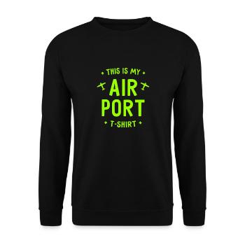 This is my Airport T-Shirt - Flughafen - Flugzeug - Unisex Pullover - Schwarz - Vorne - Alina (178cm) & Michal (187cm)