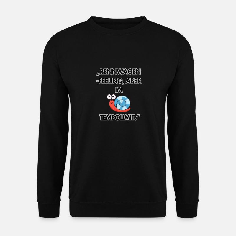 "Rennwagen-Feeling im Schneckentempo"Rot Blau - Unisex Pullover - Schwarz