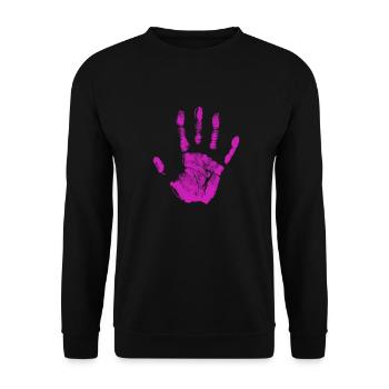 Empreinte de main, identité peinte, doigts et paume - Sweat-shirt Unisexe - noir - Devant - Alina (178cm) & Michal (187cm)