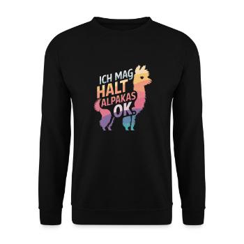 Alpaca llama alpacas animal - Unisex Sweatshirt - black - Front - Alina (178cm) & Michal (187cm)