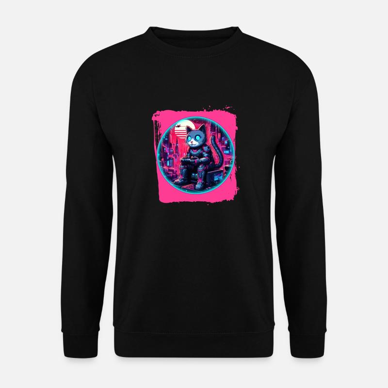 Futuristic Feline Tech - Unisex Sweatshirt - black