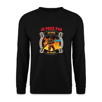 Je Peux Pas Je Suis De Guard Cadeau Pompier - Sweat-shirt Unisexe - noir - Devant - Alina (178cm) & Michal (187cm)