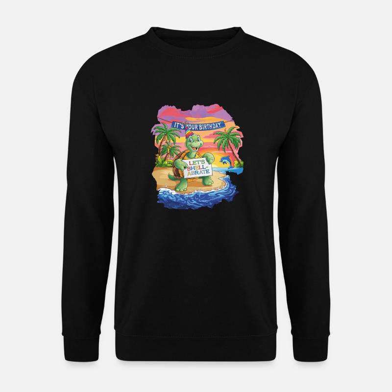 Funny Let's Celebrate Birthday Turtle - Unisex Sweatshirt - black
