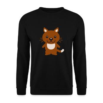 Pretty Cat Looking Happy Cheerful Smiling - Unisex Sweatshirt - black - Front - Alina (178cm) & Michal (187cm)