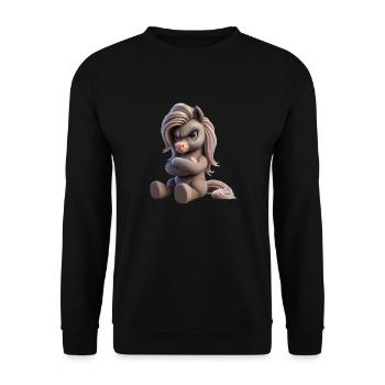Pony grimmig 1 - Unisex Pullover - Schwarz - Vorne - Alina (178cm) & Michal (187cm)