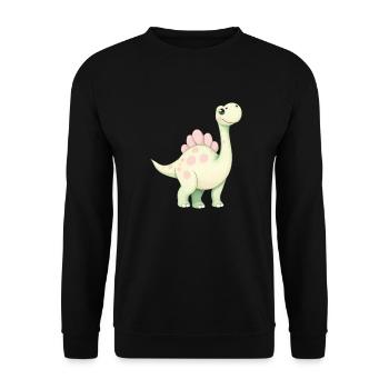 Verspielter rosa Dino mit Blume - Unisex Pullover - Schwarz - Vorne - Alina (178cm) & Michal (187cm)