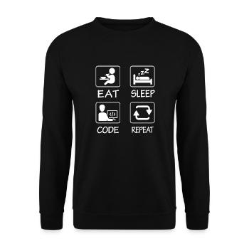 Eat Sleep Code Repeat - Sweat-shirt Unisexe - noir - Devant - Alina (178cm) & Michal (187cm)