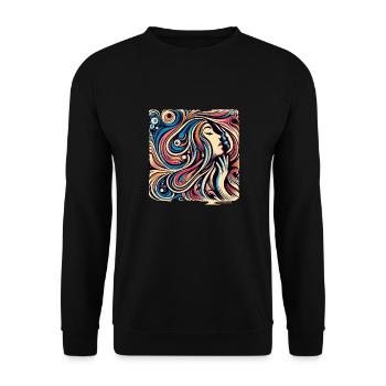 Abstract Woman – Flood of Colors and Flowing Lines - Unisex Sweatshirt - black - Front - Alina (178cm) & Michal (187cm)