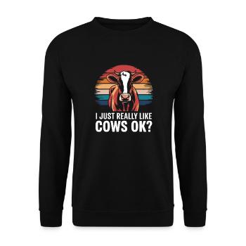 Éleveur de vaches Ferme Éleveur de vaches - Sweat-shirt Unisexe - noir - Devant - Alina (178cm) & Michal (187cm)