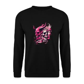 Demonic Skull Pink Explosion Skull & Demon - Unisex Sweatshirt - black - Front - Alina (178cm) & Michal (187cm)