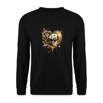 Herz aus Gold: Labrador Retriever Liebe - Unisex Pullover - Schwarz - Vorne - Alina (178cm) & Michal (187cm)