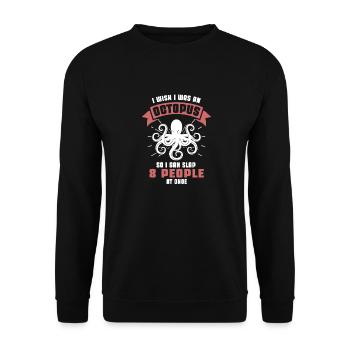 I wish I was an octopus around 8 people - Unisex Sweatshirt - black - Front - Alina (178cm) & Michal (187cm)