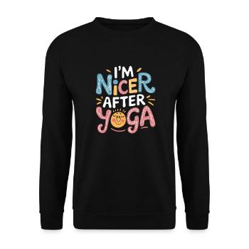 I'm Nicer After Yoga 12 - Unisex Pullover - Schwarz - Vorne - Alina (178cm) & Michal (187cm)