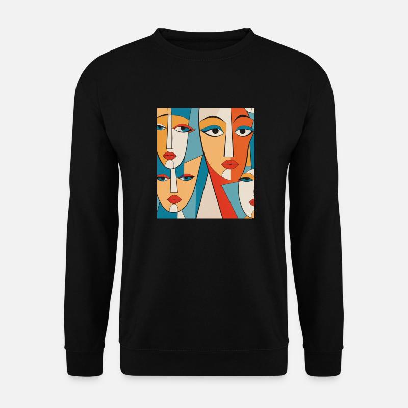 Abstrakte Gesichter - Unisex Pullover - Schwarz