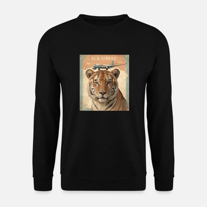 Tiger und Flugzeug - Unisex Pullover - Schwarz