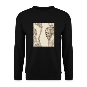 Abstraktes organisches Muster - Unisex Pullover - Schwarz - Vorne - Alina (178cm) & Michal (187cm)