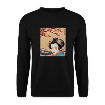 Traditional Japanese Geisha Artwork - Unisex Sweatshirt - black - Front - Alina (178cm) & Michal (187cm)