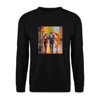 A walk in the rain - Unisex Sweatshirt - black - Front - Alina (178cm) & Michal (187cm)