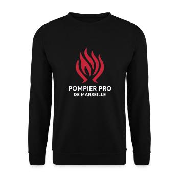 Pompier Pro de Marseille - Sweat-shirt Unisexe - noir - Devant - Alina (178cm) & Michal (187cm)