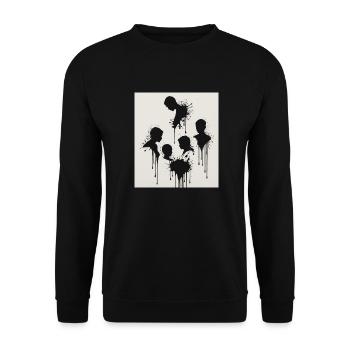 Black silhouettes with a paint splash effect - Unisex Sweatshirt - black - Front - Alina (178cm) & Michal (187cm)