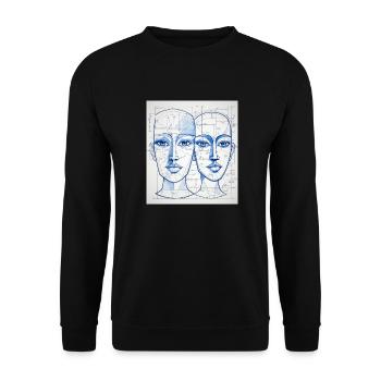 Technical sketch of the head - Unisex Sweatshirt - black - Front - Alina (178cm) & Michal (187cm)