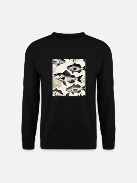 Japanese Style Fish Drawing - Unisex Sweatshirt - black