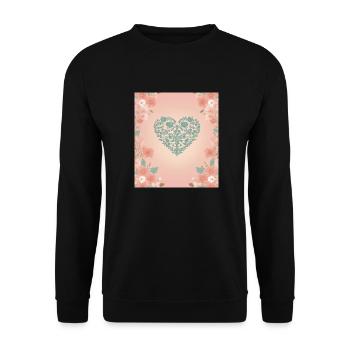 Flower heart - Unisex Sweatshirt - black - Front - Alina (178cm) & Michal (187cm)