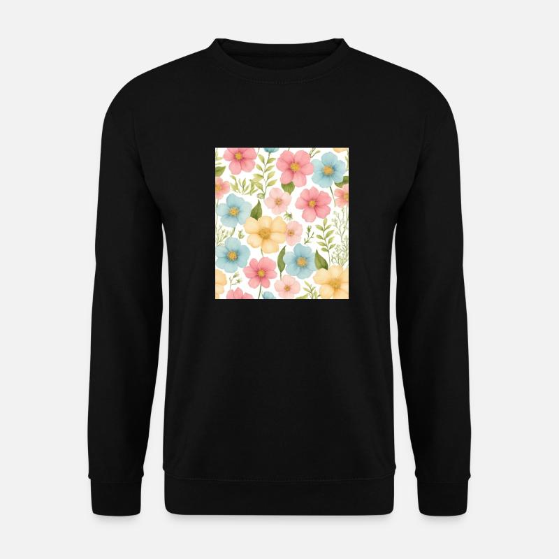 Blumenmuster - Unisex Pullover - Schwarz