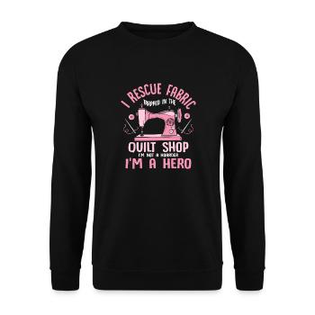 Je sauve le tissu piégé dans la boutique de courtepointe Quilter - Sweat-shirt Unisexe - noir - Devant - Alina (178cm) & Michal (187cm)