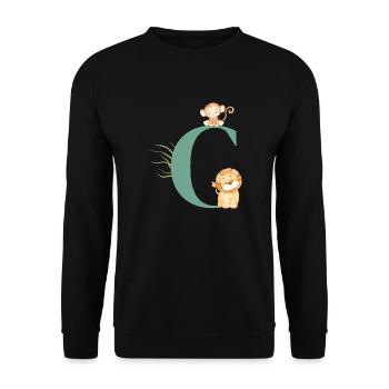 Letter c green jungle animals - Unisex Sweatshirt - black - Front - Alina (178cm) & Michal (187cm)