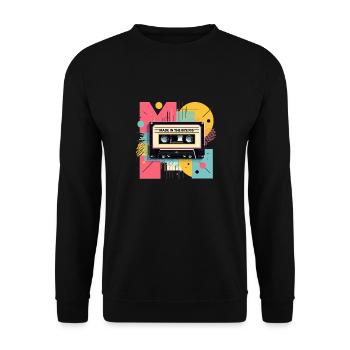 Retro 80er 90er Jahre Kassette Geschenk - Unisex Pullover - Schwarz - Vorne - Alina (178cm) & Michal (187cm)