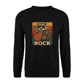Rock 'n' Raccoon – Drôle de raton laveur rétro - Sweat-shirt Unisexe - noir - Devant - Alina (178cm) & Michal (187cm)
