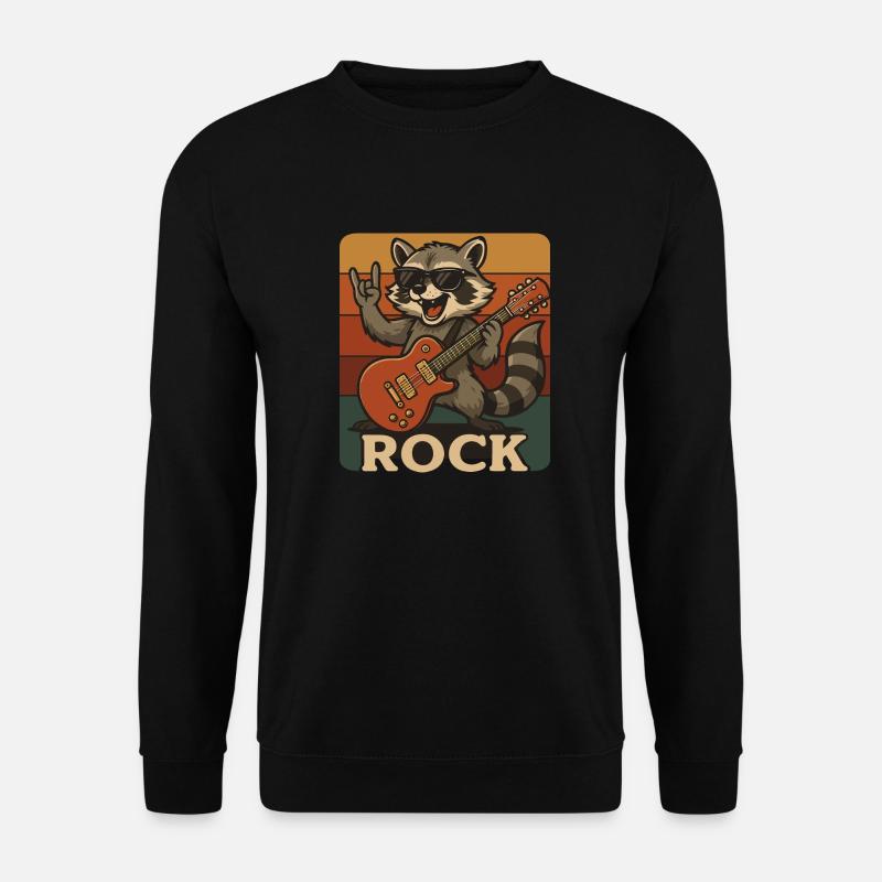 Rock ’n’ Raccoon – Lustiger Retro Waschbär - Unisex Pullover - Schwarz