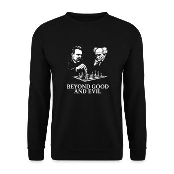 Conception amusante de Nietzsche joue aux échecs avec Schopen - Sweat-shirt Unisexe - noir - Devant - Alina (178cm) & Michal (187cm)