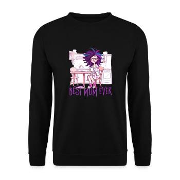 Caricature of a woman - Best Mom ever 2 - Unisex Pullover - Schwarz - Vorne - Alina (178cm) & Michal (187cm)