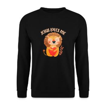 Jesus Loves Me Cute Lion Christian - Unisex Sweatshirt - black - Front - Alina (178cm) & Michal (187cm)