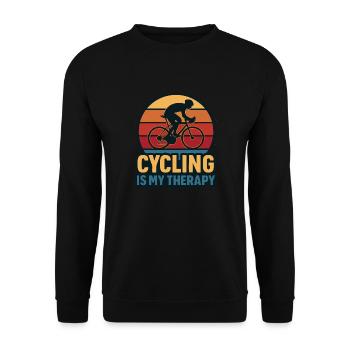 Cycling Is My Therapy – Retro Design - Unisex Sweatshirt - black - Front - Alina (178cm) & Michal (187cm)