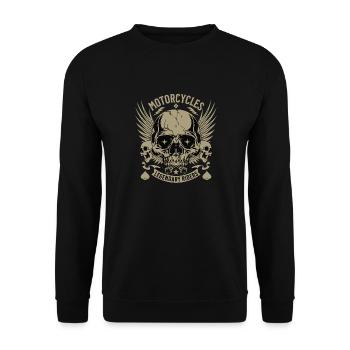 Biker Skull Design Legendary Motorcycle Skull - Unisex Sweatshirt - black - Front - Alina (178cm) & Michal (187cm)