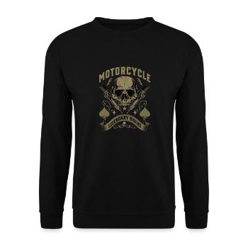 Crâne de motard avec flammes et bougies d’allumage - Sweat-shirt Unisexe - noir - Devant - Alina (178cm) & Michal (187cm)