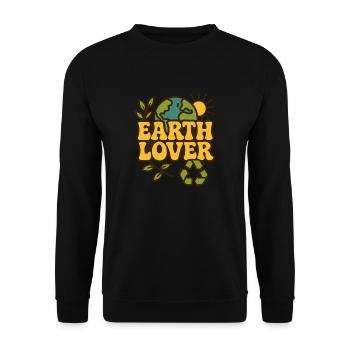Earth Lover 70er Jahre Hippie Stil - Unisex Pullover - Schwarz - Vorne - Alina (178cm) & Michal (187cm)
