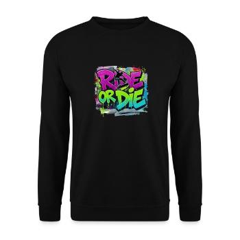 Ride or Die Skateboard Graffiti – Streetstyle - Unisex Pullover - Schwarz - Vorne - Alina (178cm) & Michal (187cm)