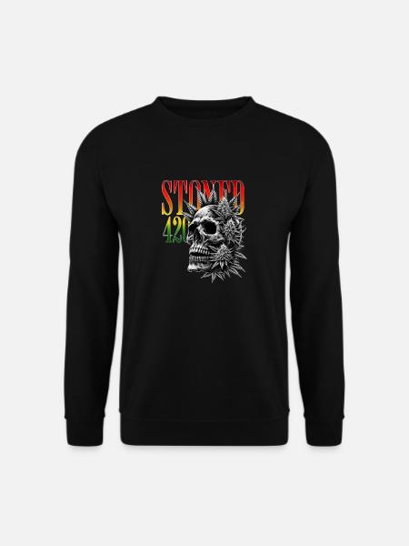 Stoned 420 Skull – Weed & Skull - Unisex Sweatshirt - black